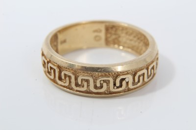 Lot 127 - 22ct gold wedding ring and 14ct gold ring with Greek key decoration