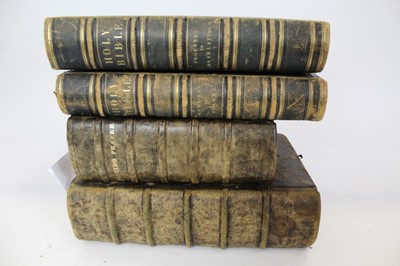 Lot 1161 - Holy Bible, printed Oxford 1712, full calf, together with Holy Bible, London 1703 and 19th century Bible in two parts