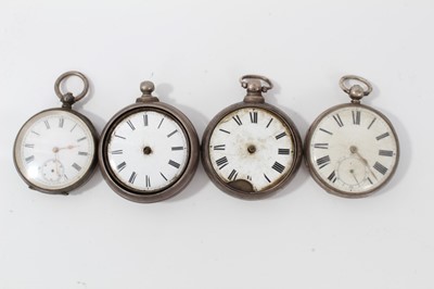 Lot 106 - George IV Silver pair cased pocket watch (London 1826) together with another (Birmingham 1823) and two silver open faced pocket watches (4 watches)