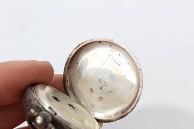 Lot 108 - Group of five Swiss Ladies Silver cased fob watches with white enamel dials in engraved cases (5 watches)