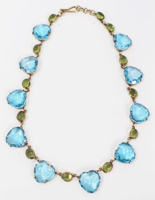 Lot 513 - Blue topaz and peridot necklace