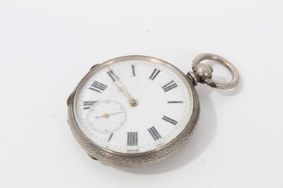 Lot 135 - Victorian silver open faced fob watch (London 1872) together with four other open faced fob watches (5)