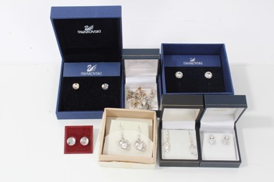 Lot 138 - Two pairs Swarovski crystal earrings, both boxed and others