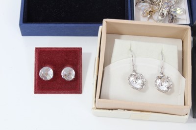 Lot 138 - Two pairs Swarovski crystal earrings, both boxed and others