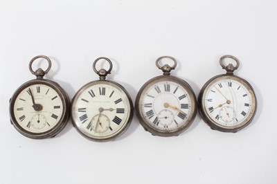 Lot 183 - Victorian silver open faced pocket watch (Chester 1900) together with three other silver open faced pocket watches (4)