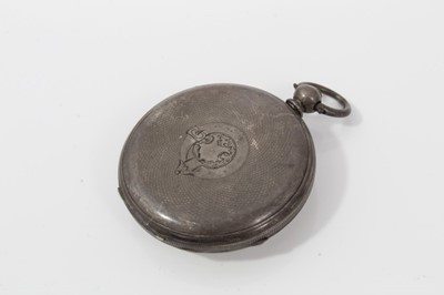 Lot 146 - Victorian silver open faced fob watch (London 1874) together with a silver open faced pocket watch and two silver open faced fob watches (4)