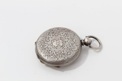 Lot 147 - Victorian silver open faced fob watch (Birmingham 1882) together with five Swiss silver fob watches (6)