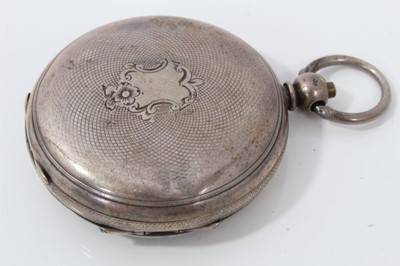 Lot 149 - Victorian silver open faced pocket watch (London 1874) together with two silver full hunter pocket watches (3)
