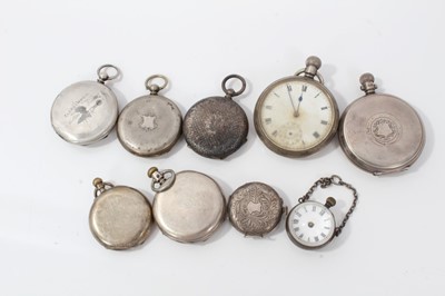 Lot 150 - George V silver full hunter pocket watch (Birmingham 1925) together seven other various silver pocket and fob watches and one other (9)