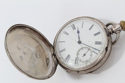 Lot 150 - George V silver full hunter pocket watch (Birmingham 1925) together seven other various silver pocket and fob watches and one other (9)