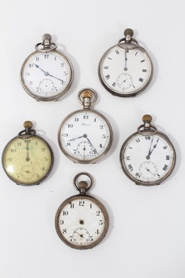 Lot 157 - George V silver open faced pocket watch (Birmingham 1925) together with five other silver open faced pocket watches (6)