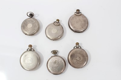 Lot 159 - George V silver open faced pocket watch (Birmingham 1924) together with five other silver open faced pocket watches (6)