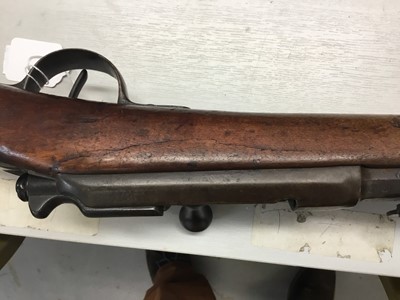 Lot 797 - French 1874 Pattern military Gras Rifle with working action, full walnut stock with cleaning rod and complete with Gras bayonet with scabbard (2)