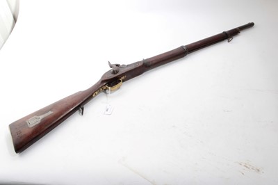 Lot 799 - 19th century Percusion trade musket with Enfield marked lock, walnut stock with ramrod 110 cm overall