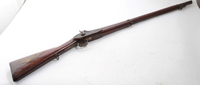 Lot 803 - 19th century Indian trade percussion musket with walnut stock and steel ramrod 58 cm