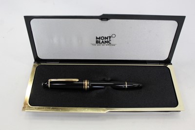 Lot 2054 - Mont Blanc Meisterstuck No. 146 Black Fountain Pen, the nib stamped 14K, in original box.