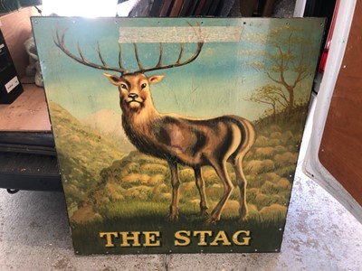 Lot 2066 - Large 20th Century Hand Painted Pub Sign 'The Stag'