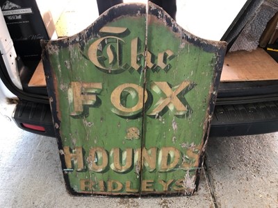 Lot 2078 - Large early 20th century hand painted Ridleys pub sign- 'The Fox & Hounds'