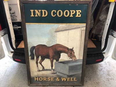 Lot 2080 - Large 20th century hand painted Ind Coope pub sign depicting a Horse drinking- 'Horse & Well'