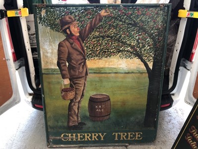 Lot 2083 - Large 20th century hand painted pub sign depicting a fruit locker- 'Cherry Tree'