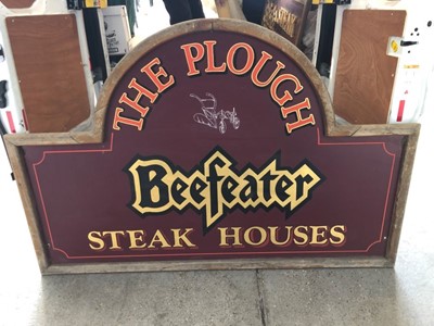 Lot 2086 - Two Large 20th century Beefeater Steak Houses pub signs for the Plough and The Cricketers (2)