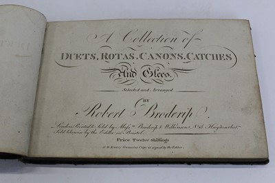 Lot 1185 - Early music manuscript book - A collection of Duets, Rotas, Canons, Catches and Glees, by Robert Broderip, inscribed and dated Bristol 1804 - dedication to The Members of the Catch Club, original m...