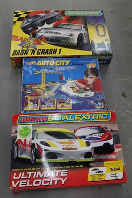 Lot 1541 - Scalextric Auto-City, Ultimate Velocity and Bash 'N Crash 1, all boxed