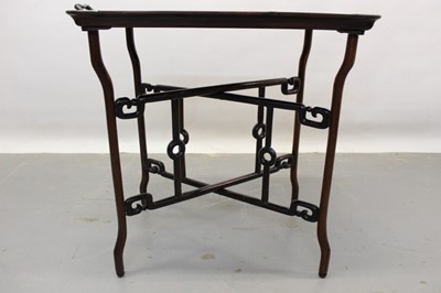 Lot 1224 - 19th century Chinese rosewood tray on x-frame stand