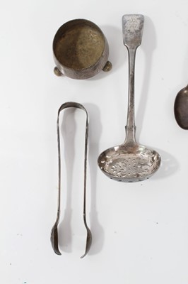 Lot 251 - Silver backed brush, comb mount, teaspoon and other plated ware