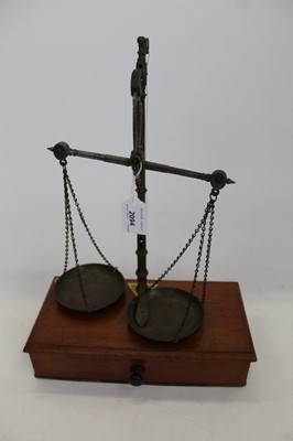 Lot 2094 - Pair of Victorian brass jewellers scales by Degrave & Co, London together with a group of various antique weights