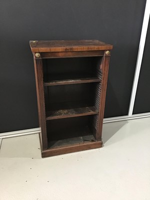 Lot 137 - Victorian rosewood open narrow bookcase with two adjustable shelves and reeded pilasters on platform base 98 cm high, 61 cm wide, 34 cm deep