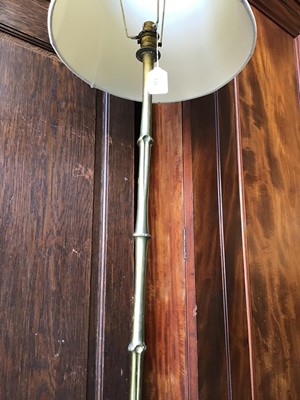 Lot 138 - Brass simulated bamboo lamp standard with shade