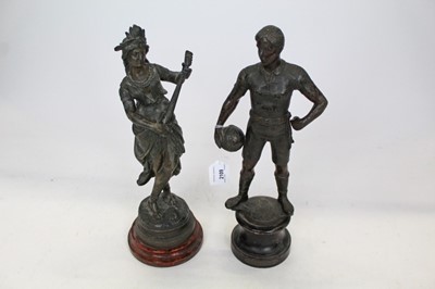 Lot 333 - Early 20th century spelter figure of a football player