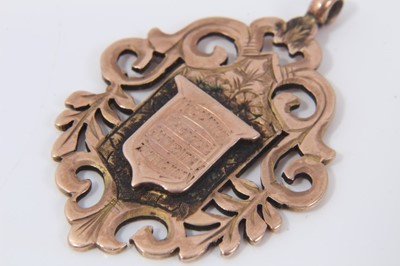 Lot 193 - Victorian 9ct rose gold fob together with a silver fob (2)