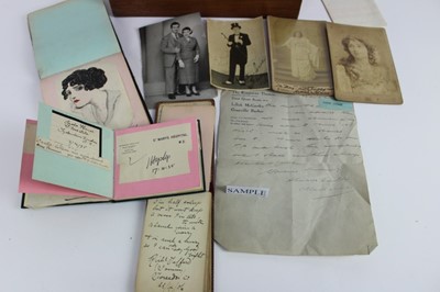 Lot 1153 - Edwardian and later autograph albums containing verses, drawings, signed pieces.  Similar late 19th century Norwegian album, signed and framed photographs Henry Tate and Gerty Gitana, signed letter...