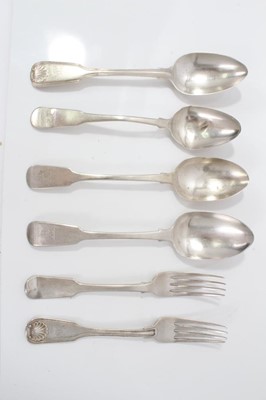 Lot 216 - Group of Georgian and later silver flatware