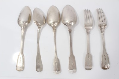 Lot 216 - Group of Georgian and later silver flatware