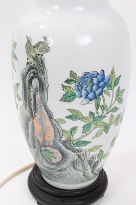 Lot 71 - Chinese famille rose porcelain vase, converted to a lamp