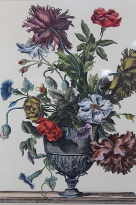 Lot 101 - After Jean Batiste Monoyer (1636-1699) - 18th century coloured engraving of a vase of flowers