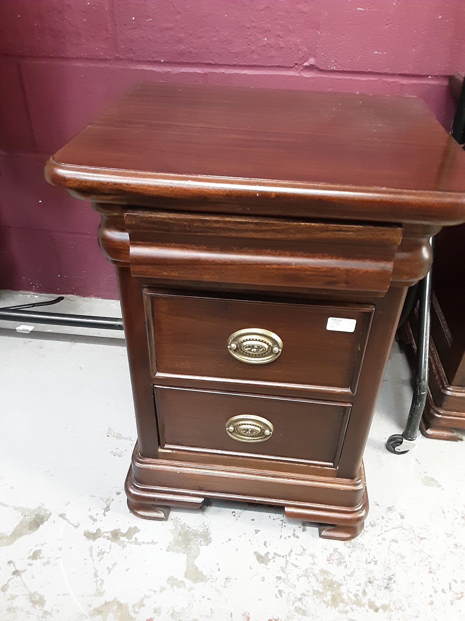 Lot 886 Cherry wood bedroom suite, bed, two drawer