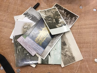 Lot 1136 - Postcards - Military including WW1, real photographic cards, camp life, sports teams, bands, portraits, hospital groups, parades, silks, airship  etc. Loose in shoe box.