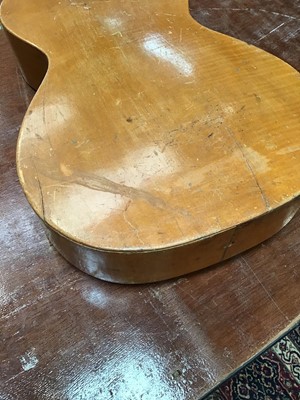 Lot 119 - 19th century Parlour guitar, with spruce top, maple body, cone shaped heel and brass frets
