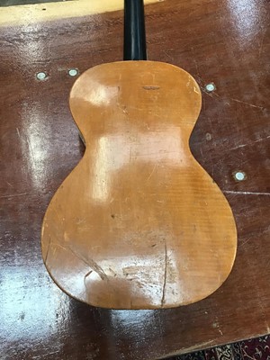 Lot 119 - 19th century Parlour guitar, with spruce top, maple body, cone shaped heel and brass frets