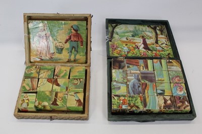 Lot 1527 - Late 19th century block puzzle 'Nursery Rhymes' by Muller and Froebel of Sonneberg, and a mid 20th century 'Snow White and the Seven Dwarves' block puzzle, boxed and complete