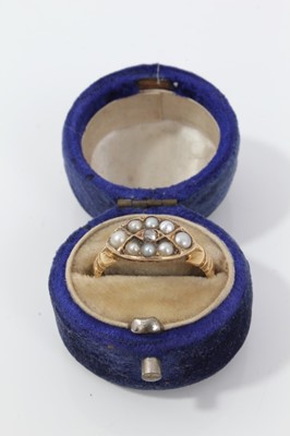 Lot 231 - Victorian 15ct gold seed pearl and diamond ring