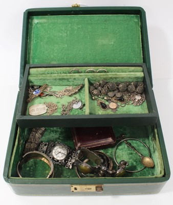 Lot 238 - Victorian jewellery box containing silver and white metal jewellery