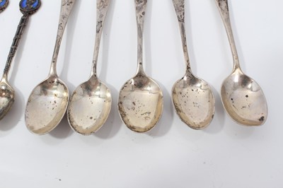 Lot 242 - Pair Indian white metal pots and covers and set six Continental silver teaspoons