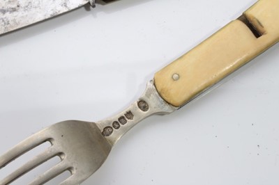 Lot 584 - Late 19th Century Officers' campaign cutlery set comprising folding steel knife, fork and combination spoon and corkscrew, in original fitted brown leather pouch