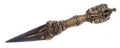 Lot 775 - Fine quality antique Tibetan bronze ceremonial dagger