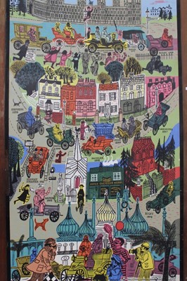 Lot 1718 - Impressive 1960s/70s enamelled panel with scene of the London to Brighton Rally